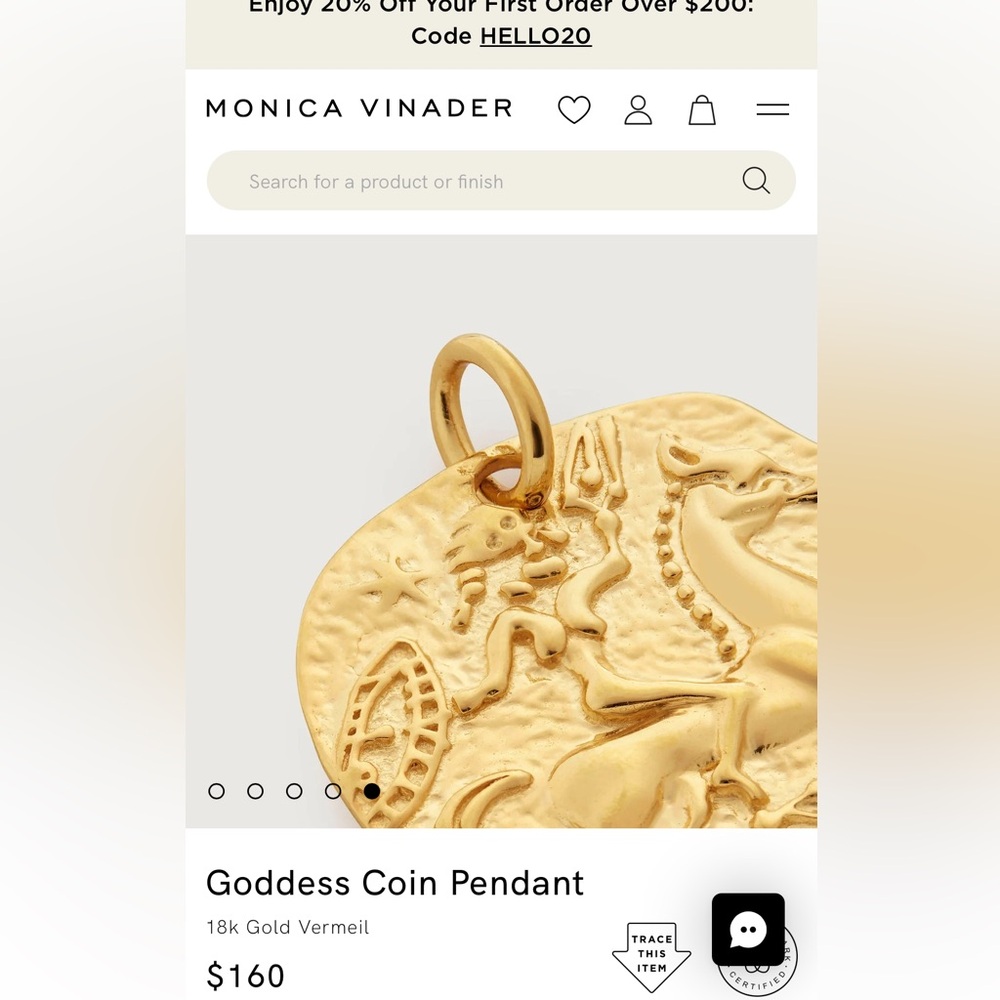 Monica Vinader Goddess Coin Pendant